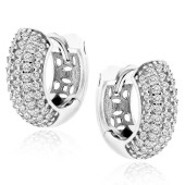 Cercei rotunzi argint Ø13 mm x 5 mm cu pietre DiAmanti Z2184DER_W-DIA